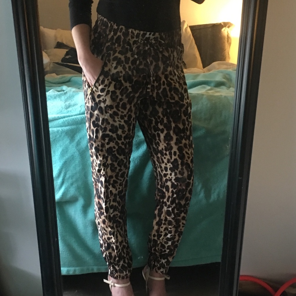 Leopard print harem pants